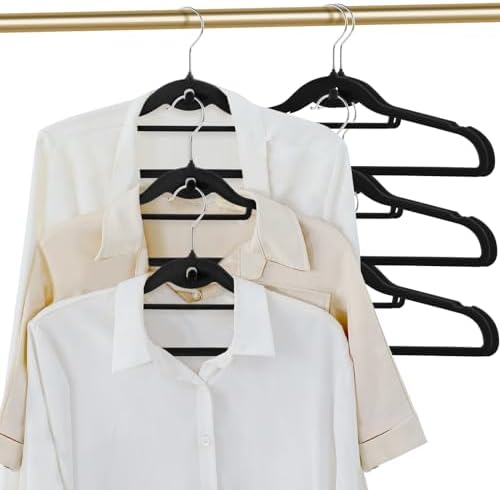 Velvet Clothing Hangers Slim Stackable Non-Slip Black Suit Hanger Space Saving Clothes Hanger Heavy Duty Adult Hangers with 360°Swivel Hook Pack of 20 - Image 2