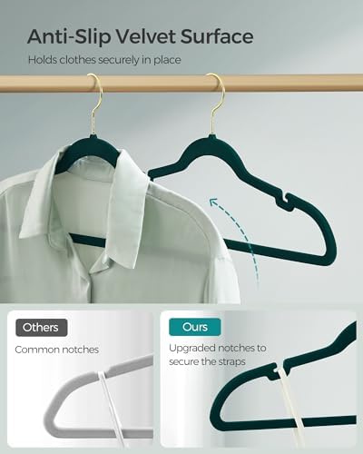 SONGMICS Velvet Hangers 50 Pack, Non-Slip Clothes Hangers, Space-Saving - Image 3