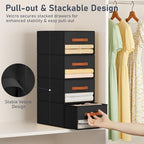 DIMJ Closet Organizers and Storage - Pull-out Fabric Bins with Drawers for Closet Foldable Clothes Organizers with Clear Window, Stackable Storage Drawers for Bedroom,Living Room,Shelf,4-Pack, Black - Image 4