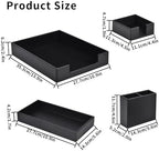 4 Pack Leather Office Supplies/Desk Organizer for Letter Paper Tray,Sticky Note Holder,Pen Cup,Stackable Small Letter Mail Sorter Tray,Workspace Decor for Women Men (Black, 4-piece set) - Image 6