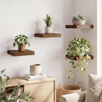 RICHFOCUS 8Inch Square Floating Shelves for Wall 4Pack|Walnut - Image 6