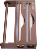 Plastic Wrap Dispenser with Cutter, 1 Pack Wooden Foil and Cling Film Organizer, Wall Mounted Multi Grid Roll Holder Box for Kitchen Drawer Countertop Organization by Unknown