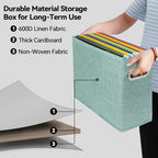 6 Pack Letter Size File Storage Box Collapsible，Fabric Hanging File Folders Organizer, Portable Office Document Holder with Metal Handle, Smooth PVC Rails, Green - Image 3