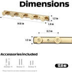 Coat Rack Wall Mounted,Champagne Bronze Zinc Alloy with 5 Hooks - Image 2