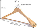 Nature Smile Luxury Natural Wooden Suit Hangers - 6 Pack - Wood Coat Hangers,Jacket Outerwear Shirt Hangers,Glossy Finish with Extra-Wide Shoulder, 360 Degree Swivel Hooks & Anti-Slip Bar with Screw - Image 2