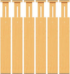 Bamboo Drawer Dividers Organizers, 2.56" High, 17"-21.8" Adjustable, 6 Pack by BAMBUROBA
