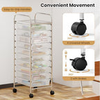 Giantex Rolling Storage Cart with 10 Drawers, Utility Cart with Tabletop, Drawer Organizer with Wheels for Craft Art Paper Tool, Mobile Organization & Sorting for Office Home School School Supplies - Image 5