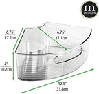 mDesign Plastic Lazy Susan Cabinet Storage Bin with Front Handle for Kitchen Countertop, Pantry, Shelf, Fridge Organization - Hold Food, Drinks, Snacks - Ligne Collection - 2 Pack - Smoke Gray Tint - Image 2
