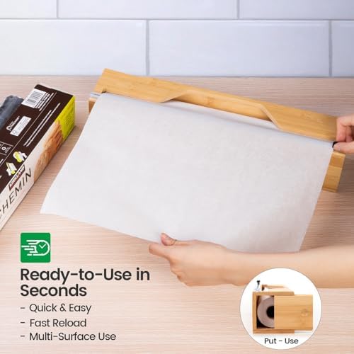 Libreshine Bamboo 15 Inch Parchment Paper Dispenser with Slide Cutter - Image 2