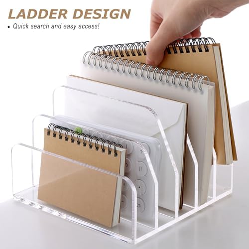 SANRUI Acrylic Desk Mail Organizer Sorters, Clear Letter Holder 5 Slot - Image 4
