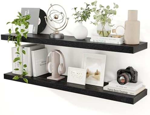 48 inch Floating Shelves for Wall, Extra Long Black Wall Shelves by Feihorrm