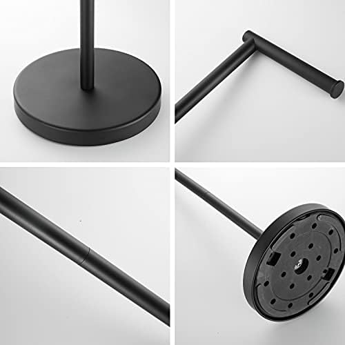 Toilet Paper Holder Stand SUS304 Stainless Steel Freestanding Toilet Wipes Dispenser Modern Bathroom Storage Floor Free Standing Toilet Tissue Roll Holder, Matte Black Finish - Image 4