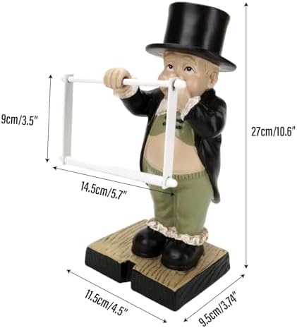 Pottery Toilet Butler Statue – Funny Toilet Paper Holder Stand, Resin Boy Holding Nose Roll Hanger, Gentleman Tissue Paper Towel Dispenser for Shelf, Table, Desk Home Decor, Modern Bathroom Sculptures - Image 6