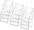 MaxGear Acrylic 4 Tier Brochure Holder, 4 Inch Wide, 3 Pack by MaxGear