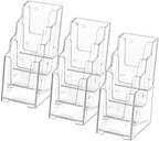 MaxGear Acrylic 4 Tier Brochure Holder, 4 Inch Wide, 3 Pack by MaxGear