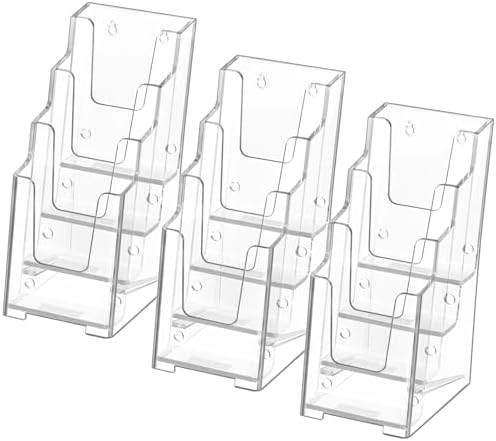 MaxGear Acrylic 4 Tier Brochure Holder, 4 Inch Wide, 3 Pack by MaxGear