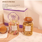 2 Pack Large Glass Flour and Sugar Containers with 132 Pantry Labels - 64 FL OZ Glass Canisters with Bamboo Airtight Lids - Farmhouse Glass Cookie Jars for Rice, Pasta, Cereal, Bath Salt - Image 2