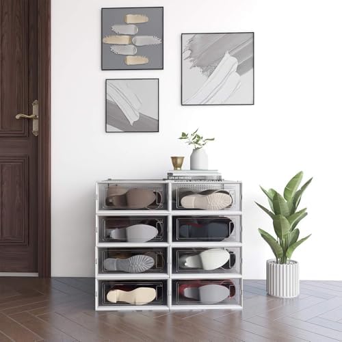 4-Piece Boot and Shoe Storage Box, Stackable Clear Plastic Shoe Box, Space-Saving Shoe Organizer for Boots, Sneakers, and High Heels, Clear - Image 7