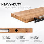 Floating Shelves for Wall, 36"x9.3" Rustic Solid Live-Edge Elm Wood Wall Shelves, Heavy-Duty Floating Shelves with Invisible Brackets, Set of 2 for Living Room, Bedroom, and Kitchen, Natural Finish - Image 5