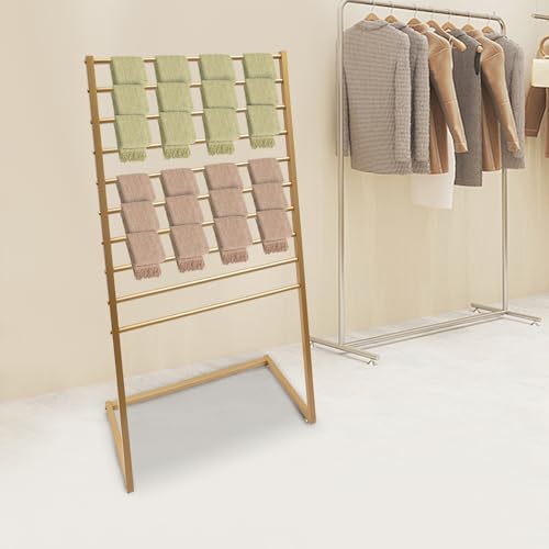 Scarf Display Stand, 10 Tier Metal Scarf Holder Organizer, Scarf Hanger Scarf Holder Scarf Organizer Belt Organizer Pants Rack Scarf Rack for Commercial Clothing Retail Store (Gold, 80cm) - Image 2