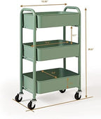 SunnyPoint 3-Tier Delicate Compact Rolling Metal Storage Organizer - Mobile Utility Cart Kitchen/Under Desk Cart with Caster Wheels - Turq (15.35" X 10.24" X 26.8"H) - Image 6