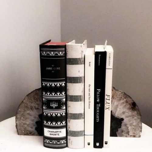 JIC Gem Black Agate Geode Bookends Rubber Bumpers Heavy Stoppers 4-6 Lbs - Image 4