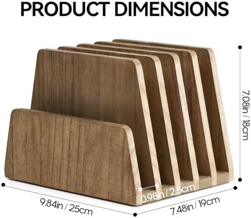 KIRIGEN Wooden Mail Organizer, 5-Slot File Holder for Desk, Brown 5K-DBR - Image 6