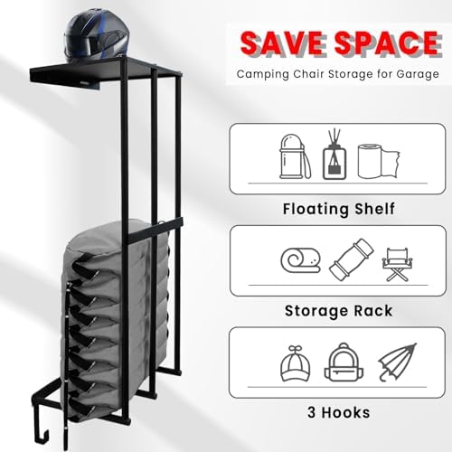 Camping Chair Storage Wall Mount Metal Rack for Garage Organization - Image 4
