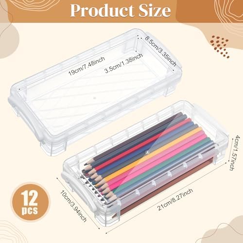 Gueevin 24 Pcs Pencil Box Clear Plastic Pencil Case, White - Image 2