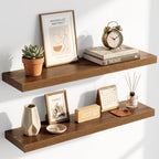 32 Inch Floating Shelves for Wall 2 Pack, Wood Wall Bathroom Shelves by RICHFOCUS