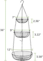 HULISEN 3-Tier Hanging Fruit Basket for Kitchen with Banana Hook - Image 4