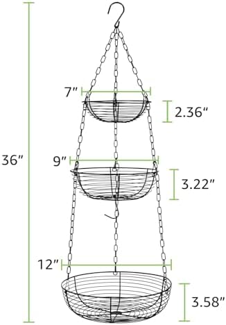 HULISEN 3-Tier Hanging Fruit Basket for Kitchen with Banana Hook - Image 4