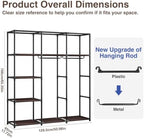 SORCEDAS Portable Closet Wardrobe with Hanging Rods Shelves Clothes Storage - Image 3