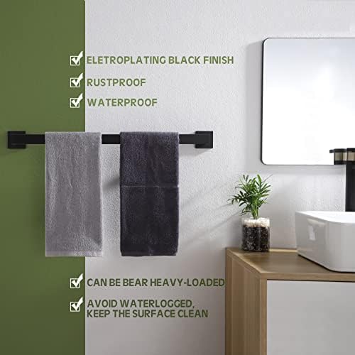 KOKOSIRI 20-Inch Single Towel Bar, Bathroom Kitchen Towel Holder, Wall Mounted SUS304 Stainless Steel Towel Rack, Matte Black, B4003BK-L20 - Image 6