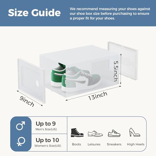 OLIXIS Shoe Storage Boxes, 15-Pack Clear Stackable Shoe Organizers with Lids, Sneaker Display and Storage Containers for Closet, Under Bed, Entryway, White - Image 5