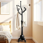 Bekrvio Black Freestanding Wood Coat Rack with 8 Hooks by Bekrvio