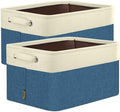 BALEINE 2 Pack Fabric Closet Storage Bins for Shelves, Linen Closet Organizers and Storage, Decorative Baskets for Organizing, Shelf, Clothes, Home, Office (Navy Blue, 17''x13''x10.5'') by BALEINE