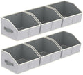 Homsorout Storage Bins for Shelves - Small Trapezoid Closet Shelf Organizer, Fabric Organization Bins with Handles, Storage Baskets for Clothes, Towel, Purse, 6 Pack, Light Gray by Homsorout