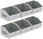 Homsorout Storage Bins for Shelves - Small Trapezoid Closet Shelf Organizer, Fabric Organization Bins with Handles, Storage Baskets for Clothes, Towel, Purse, 6 Pack, Light Gray by Homsorout