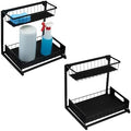 Amazon Basics L-Shape Under Sink Storage Pull Out Cabinet Organizer, Space-Saving Design, Durable and Rust-Resistant, Black, Pack of 2 by AmazonBasics