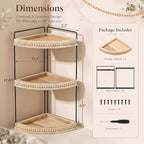Novabright 3-Tier Corner Bathroom Counter Organizer Wooden Metal Shelf - Image 2