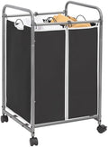 STORAGE MANIAC 2 Section Laundry Sorter, Laundry Hamper with Wheels, Black by STORAGEMANIAC