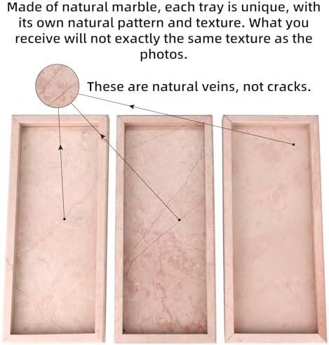 Marble Bathroom Vanity Tray, Pink/Cream Rose, 12"x 5" x1.2" - Image 4