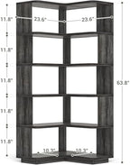 Armocity Corner Book Shelf, 6-Shelf L Shaped Corner Bookshelf with Baffle - Image 3