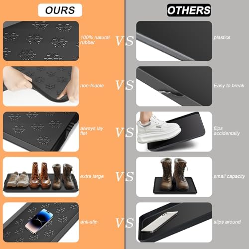 Azadx Heavy Duty Boot Trays Natural Rubber Shoe Mat Tray for Entryway - Image 3