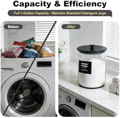 2 Pack 1 Gallon Glass Laundry Detergent Dispenser for Powder-Black - Image 5