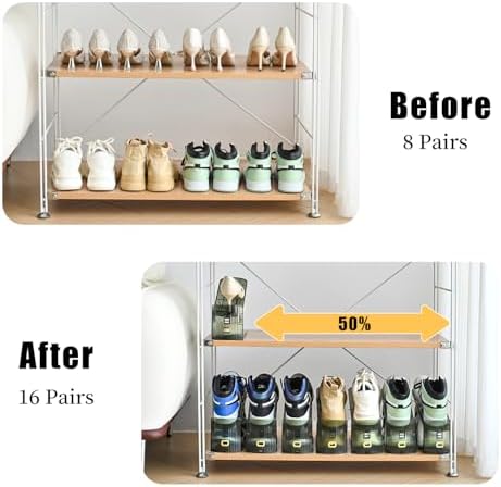 20 Pack Shoe Slots Organizer Adjustable Level Shoe Stacker Holder Storage Space Saving Sneakers Display Tray Rack for Closet (Green Transparent, 20 Pack) - Image 4