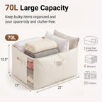 3Pack Canvas Storage Bags for Clothes & Comforters with Clear Window, Beige - Image 2