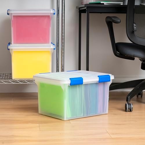 IRIS USA WeatherPro File Box Organizer, Letter/Legal, 32 Qt. 3-Pack, Clear - Image 5
