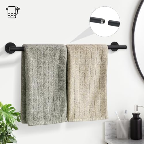 TURS Matte Black 5-Piece Bathroom Hardware Set Towel Bar Set SUS304 Stainless Steel Towel Racks for Bathroom Wall Mounted, 23.6-Inch - Image 2